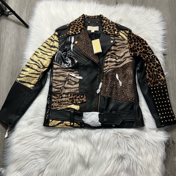 Michael Kors Leather Animal Patchwork Limited Edition Jacket ✨brand new✨ - Picture 3 of 16